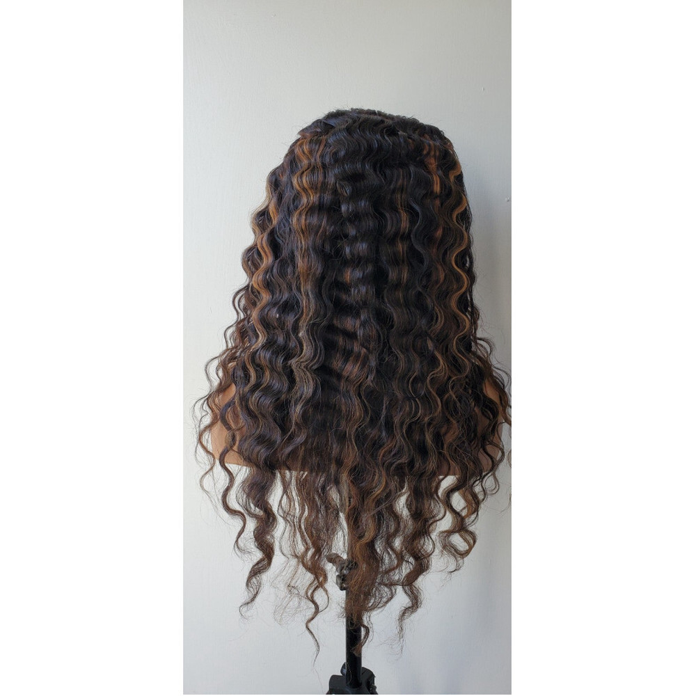 100% virgin human hair  highlighted closure wig - Picture 10 of 11